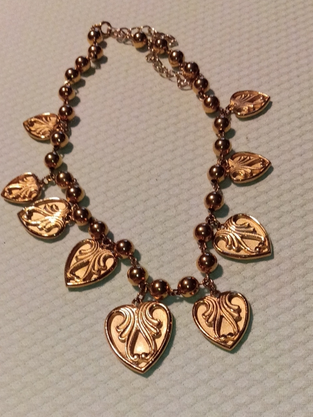 Gold-Tone Heart Charm Necklace - Elegant Women Jewelry